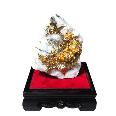 富貴花開黃金石 廈門漆線雕廠家承接批發(fā)加工與定制業(yè)務